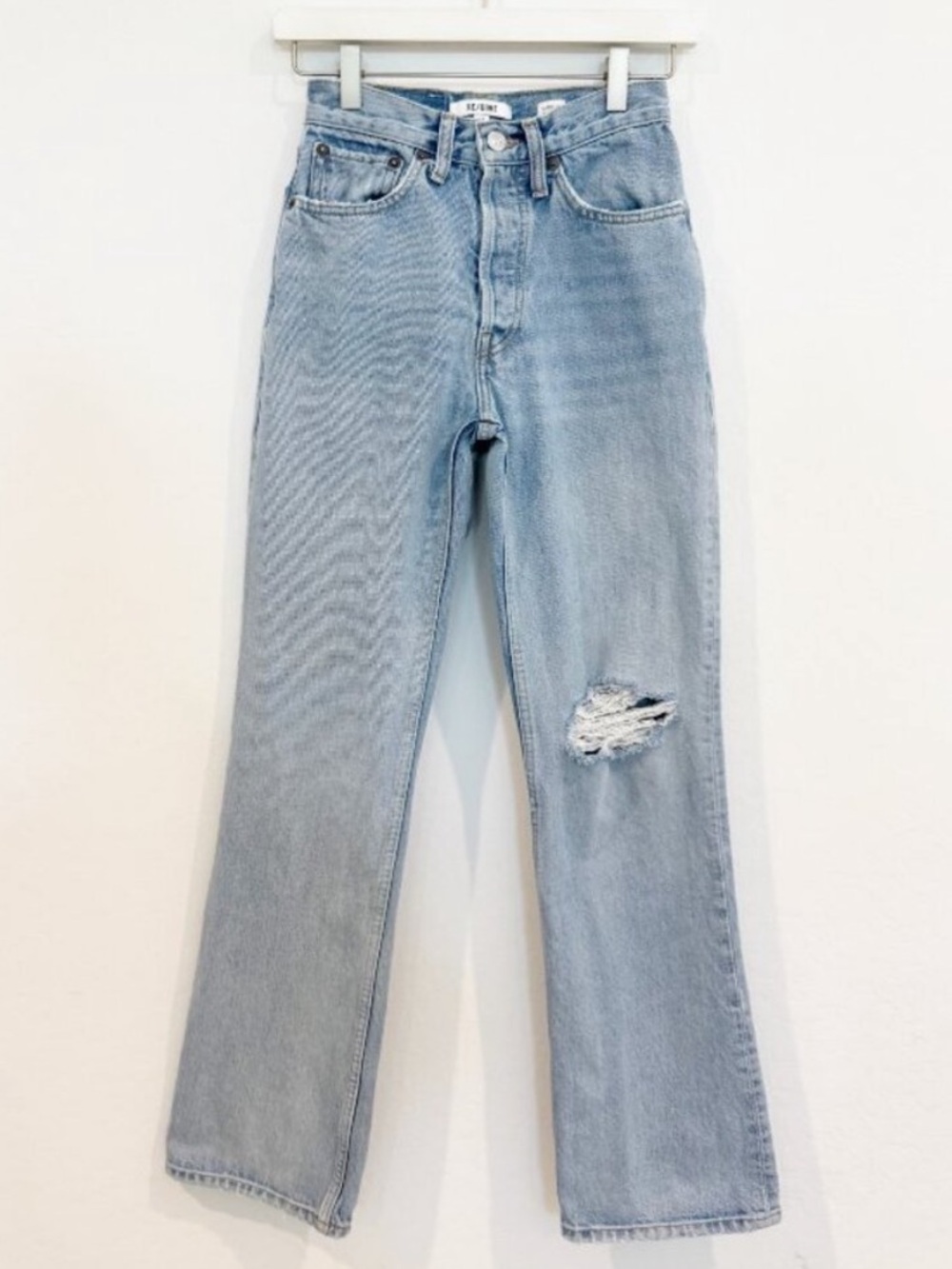 ReDone Jeans Size 24 Light Worn 70s Bootcut Distressed Button Fly Flare Capsule
